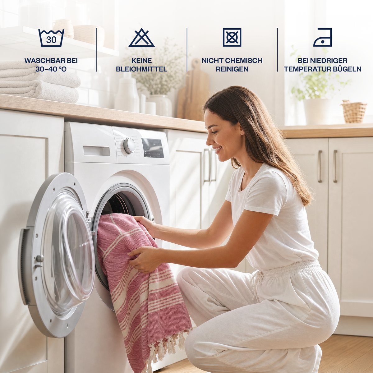 Badeponcho für Erwachsene aus 100% Baumwoll-Pestemal in Rosa