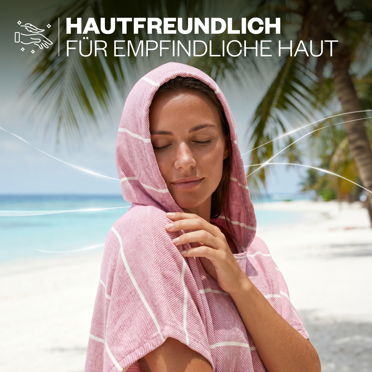 Badeponcho für Erwachsene aus 100% Baumwoll-Pestemal in Rosa