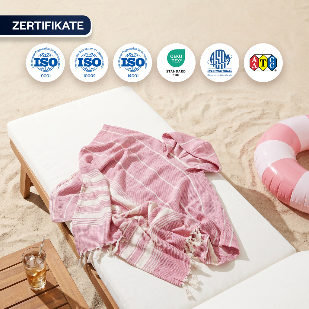 Badeponcho für Erwachsene aus 100% Baumwoll-Pestemal in Rosa