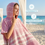 Badeponcho für Erwachsene aus 100% Baumwoll-Pestemal in Rosa