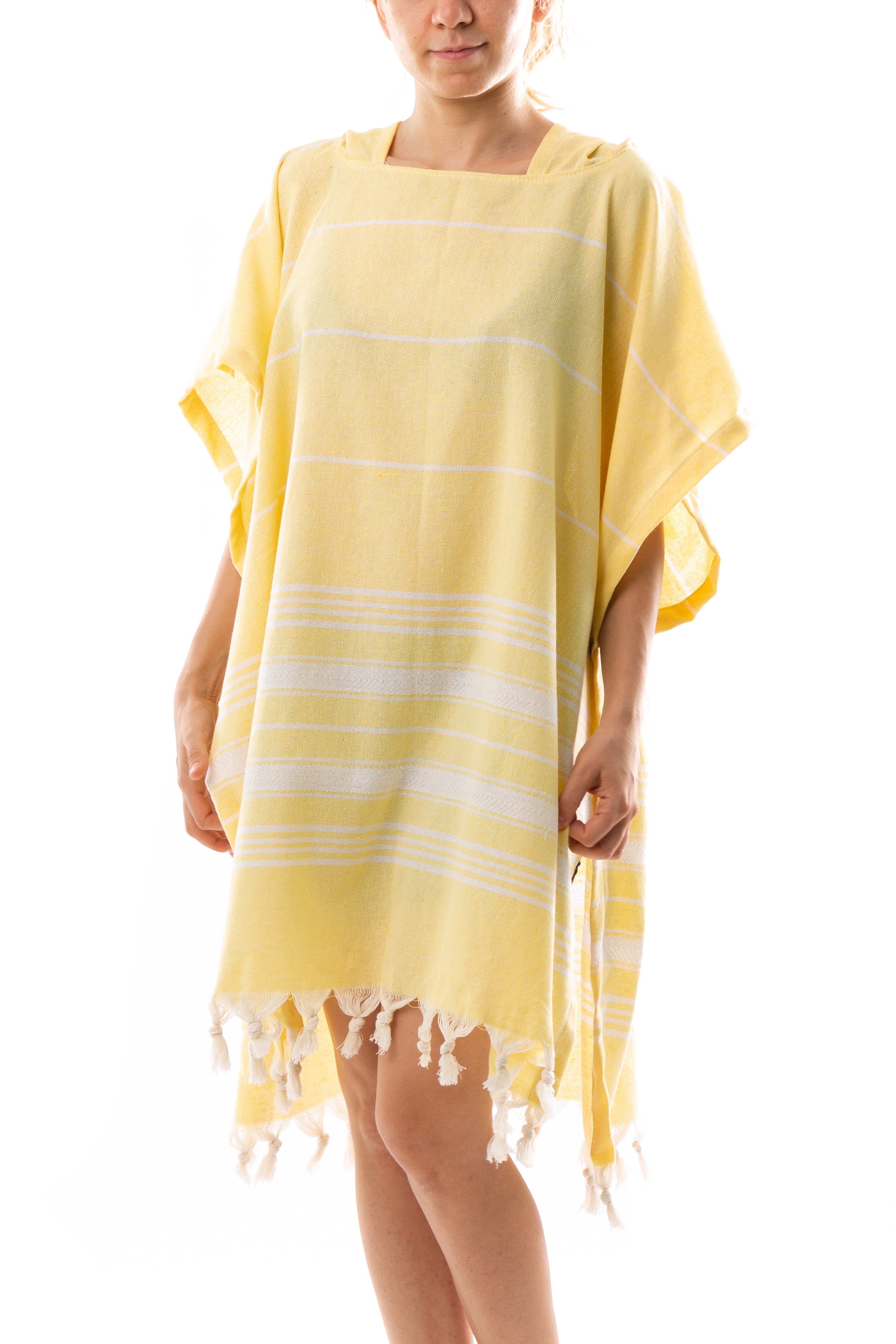 Badeponcho für Erwachsene aus 100% Baumwoll-Pestemal in Gelb