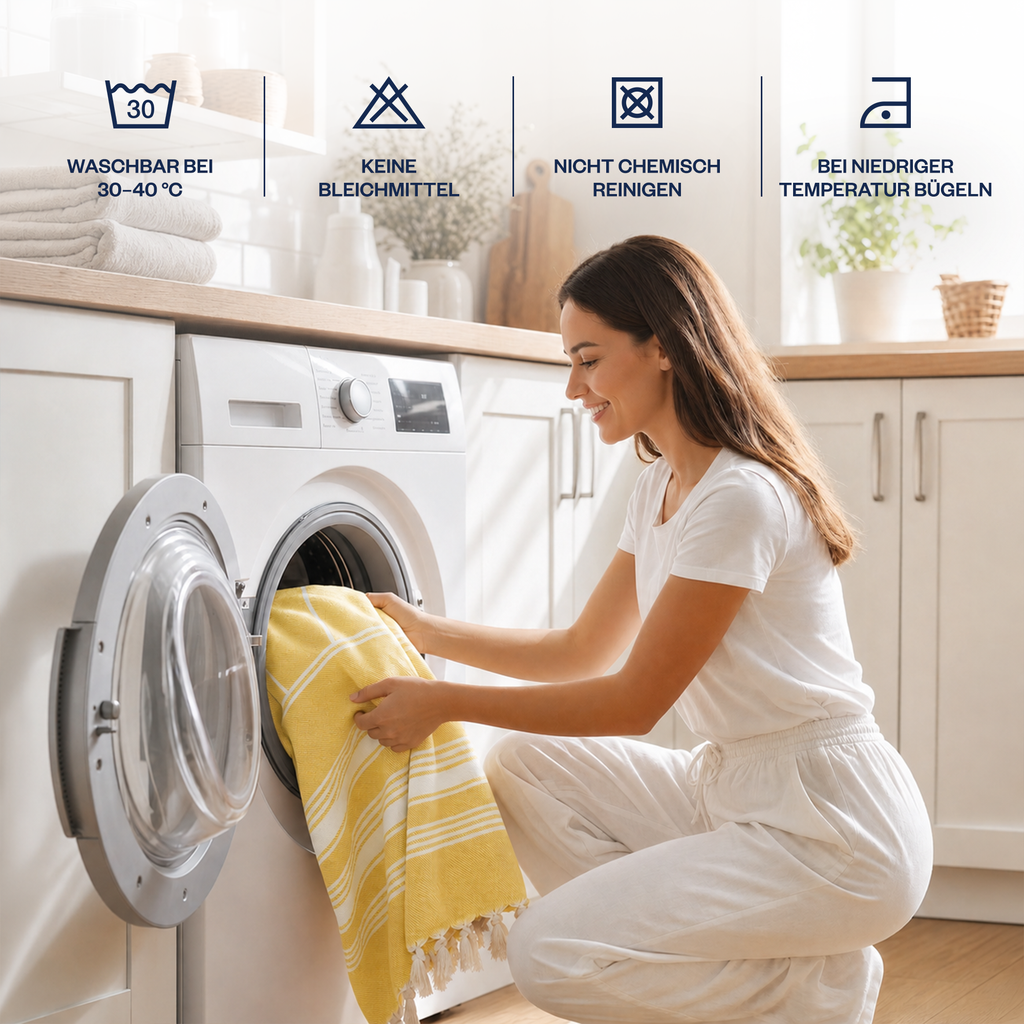 Badeponcho für Erwachsene aus 100% Baumwoll-Pestemal in Gelb