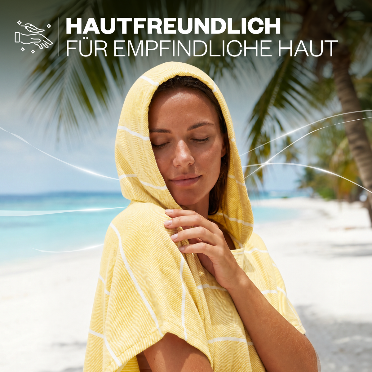 Badeponcho für Erwachsene aus 100% Baumwoll-Pestemal in Gelb