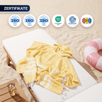 Badeponcho für Erwachsene aus 100% Baumwoll-Pestemal in Gelb