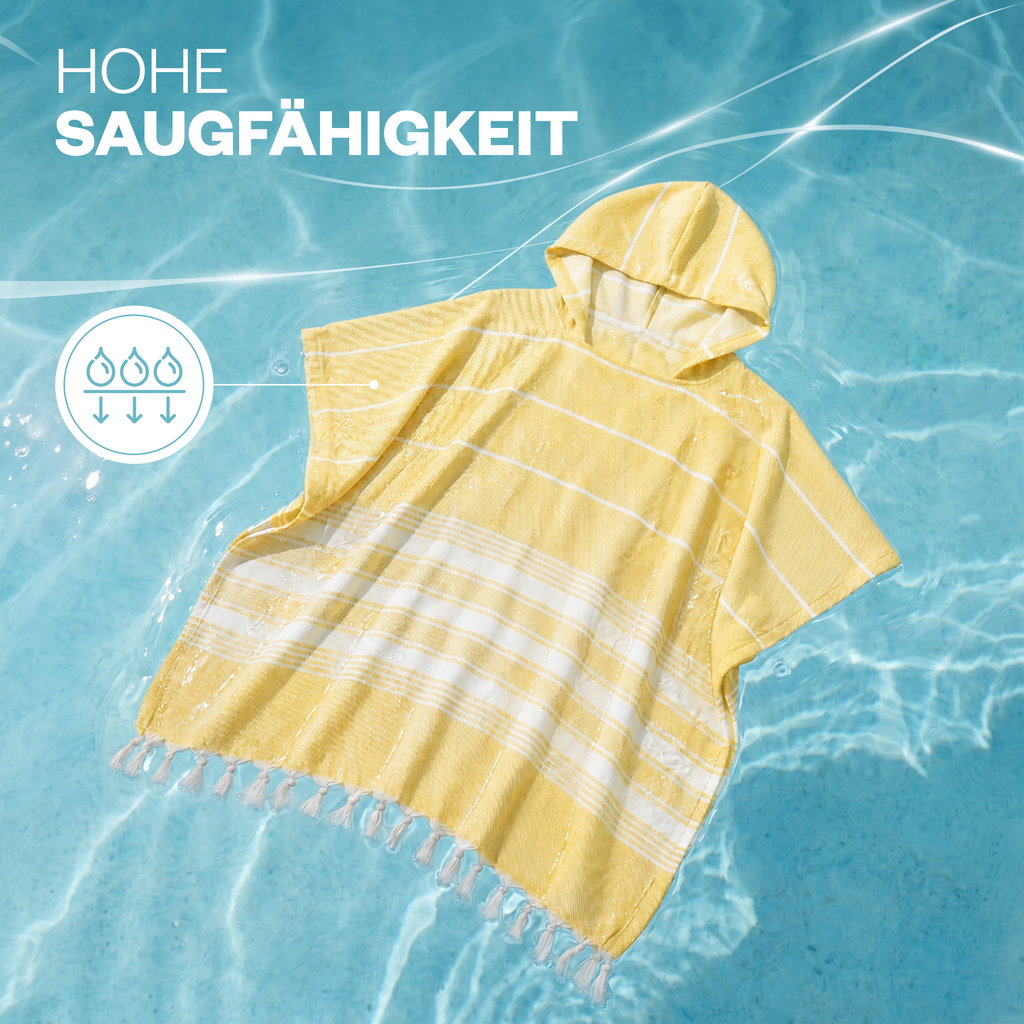 Badeponcho für Erwachsene aus 100% Baumwoll-Pestemal in Gelb