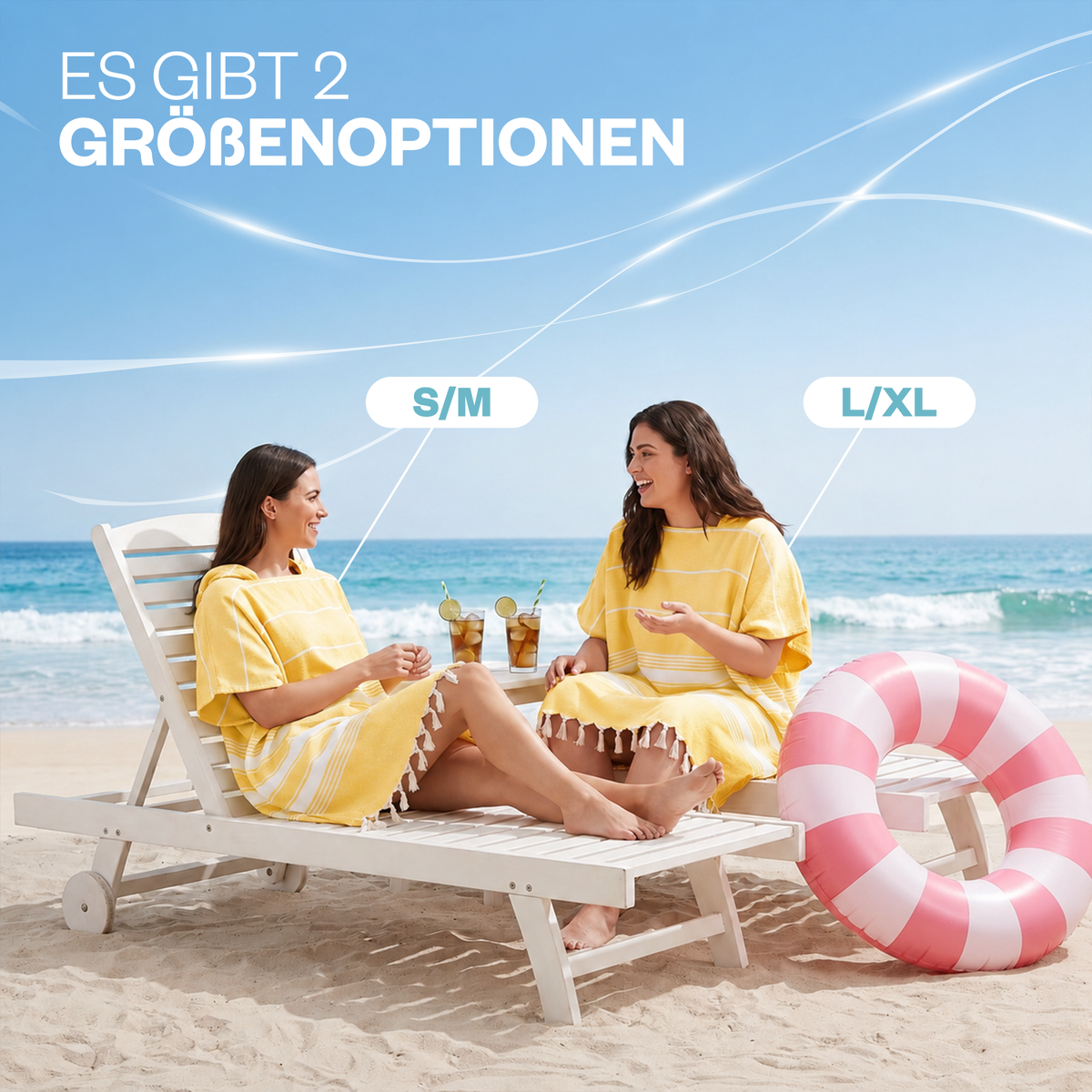 Badeponcho für Erwachsene aus 100% Baumwoll-Pestemal in Gelb
