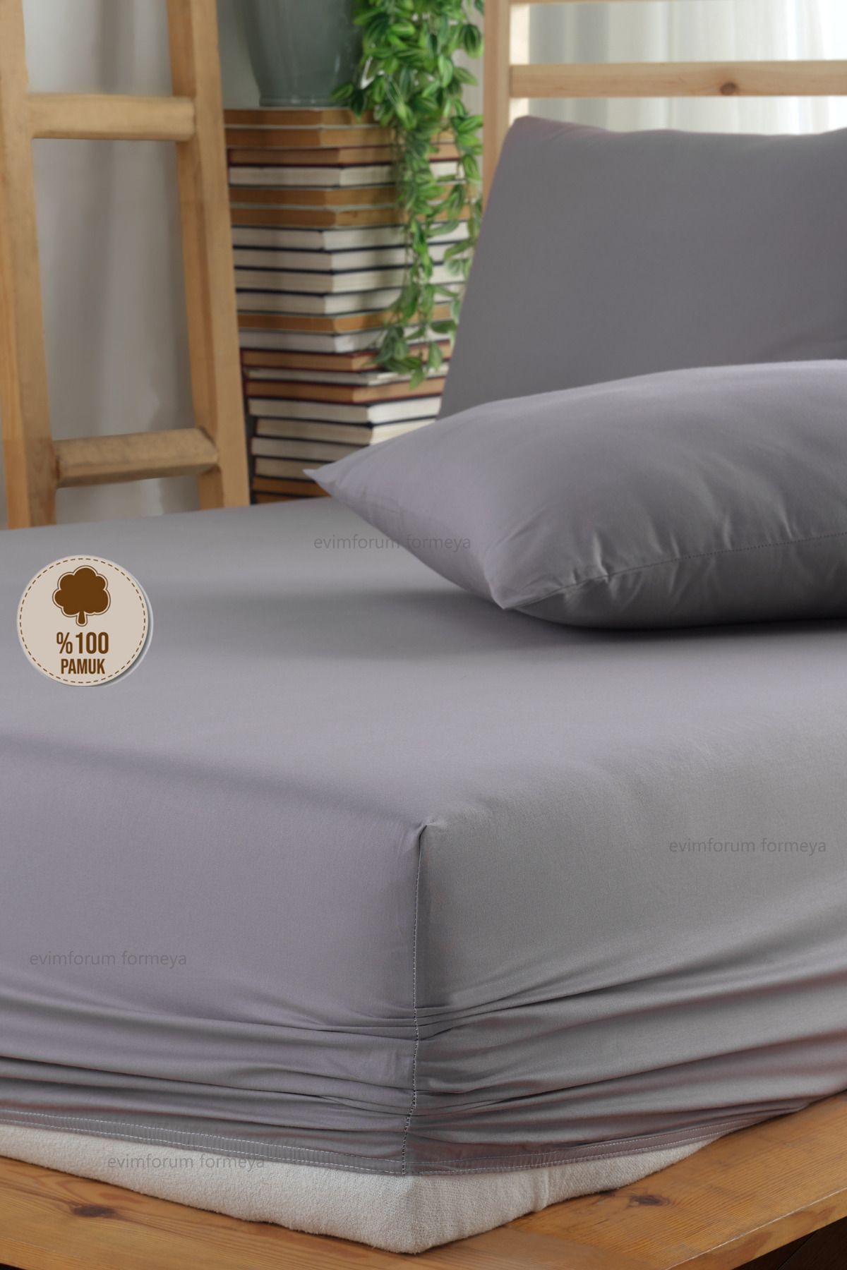 Spannbettlaken Set Grau 180×200 cm – 100 % Baumwolle Jersey, mit 2 Kissenbezügen