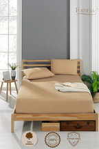 Spannbettlaken aus 100 % Baumwolle – atmungsaktiv & passgenau, Beige