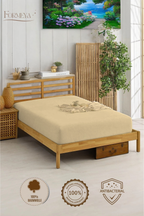 Spannbettlaken aus 100 % Baumwolle – atmungsaktiv & passgenau, Beige