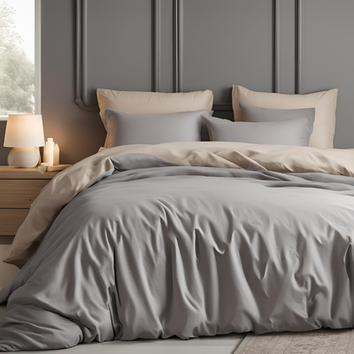 Bettwäsche Set Beige – Wendebettwäsche mit Spannbettlaken & Kissenbezug