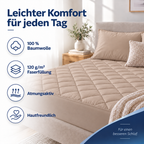 Gesteppter Bettschutz aus 100 % Baumwolle – Atmungsaktiv, Hygienisch – Braun