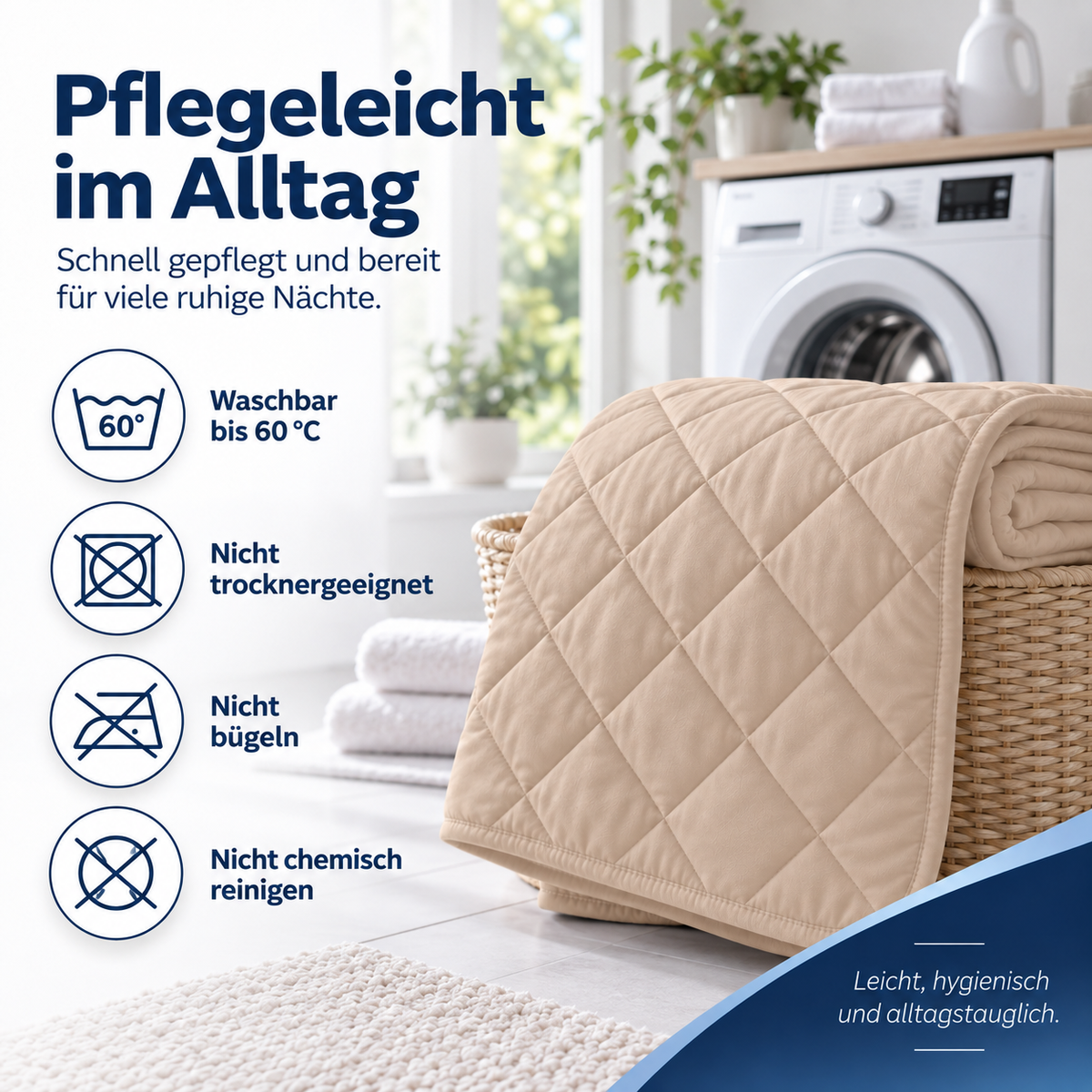 Gesteppter Bettschutz aus 100 % Baumwolle – Atmungsaktiv, Hygienisch – Braun