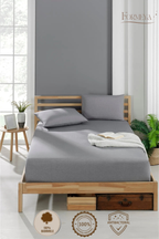 Spannbettlaken aus 100 % Baumwolle – atmungsaktiv & passgenau, Grau