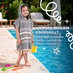 Kinder-Badeponcho aus 100% Baumwolle, Pestemal-Strandponcho in Grau