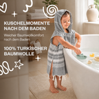 Kinder-Badeponcho aus 100% Baumwolle, Pestemal-Strandponcho in Grau