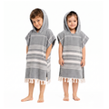 Kinder-Badeponcho aus 100% Baumwolle, Pestemal-Strandponcho in Grau