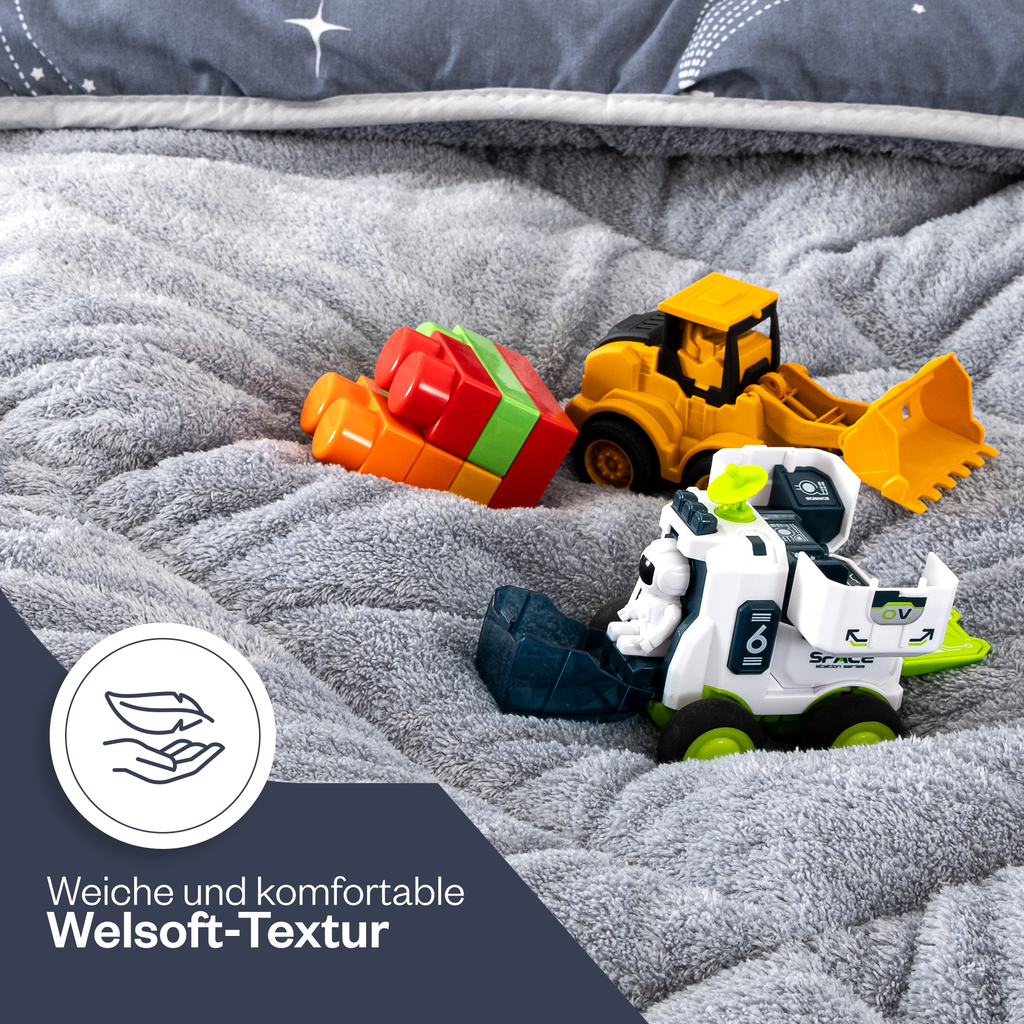 Kinder-Schlafset aus Wellsoft mit Astronautenmuster, 3-teilig