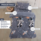 Kinder-Schlafset aus Wellsoft mit Astronautenmuster, 3-teilig