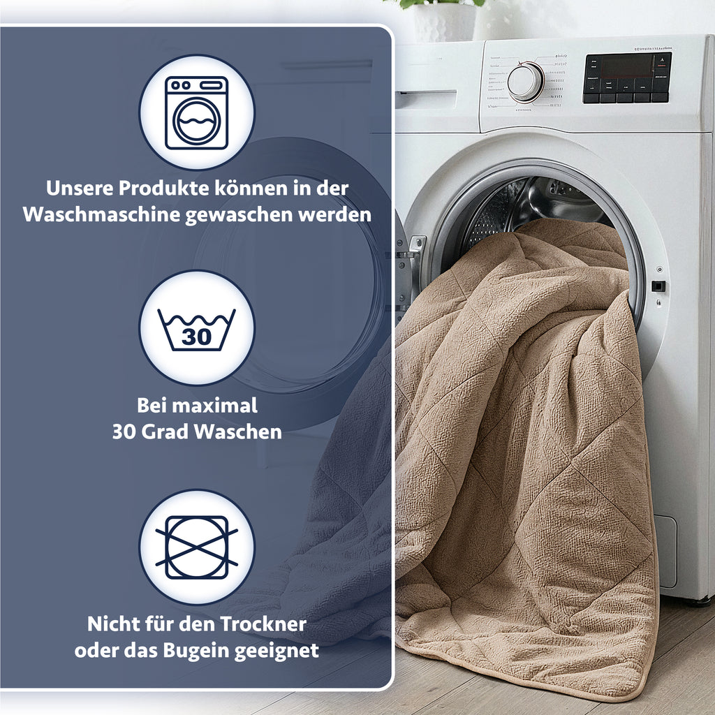 Luxuriöse Wellsoft-Steppdecke, doppelseitig, in Beige