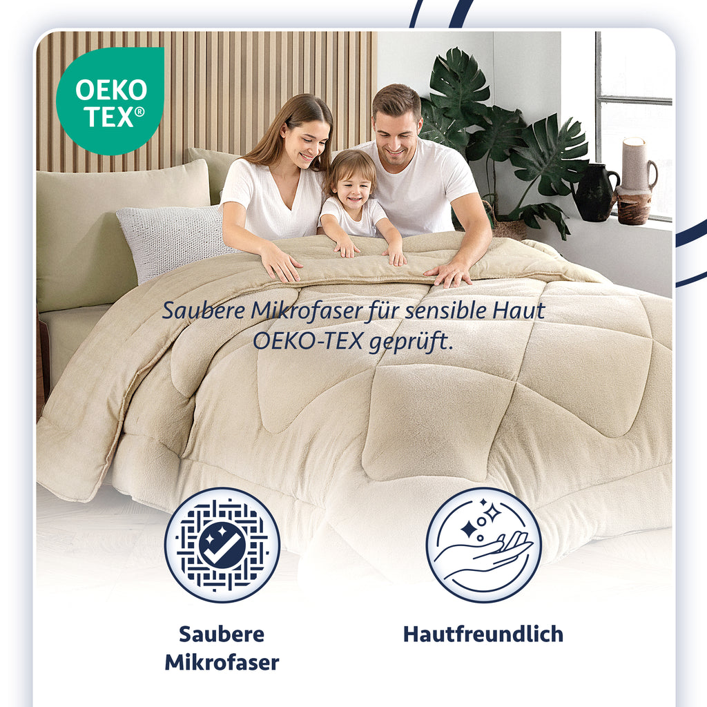 Luxuriöse Wellsoft-Steppdecke, doppelseitig, in Beige