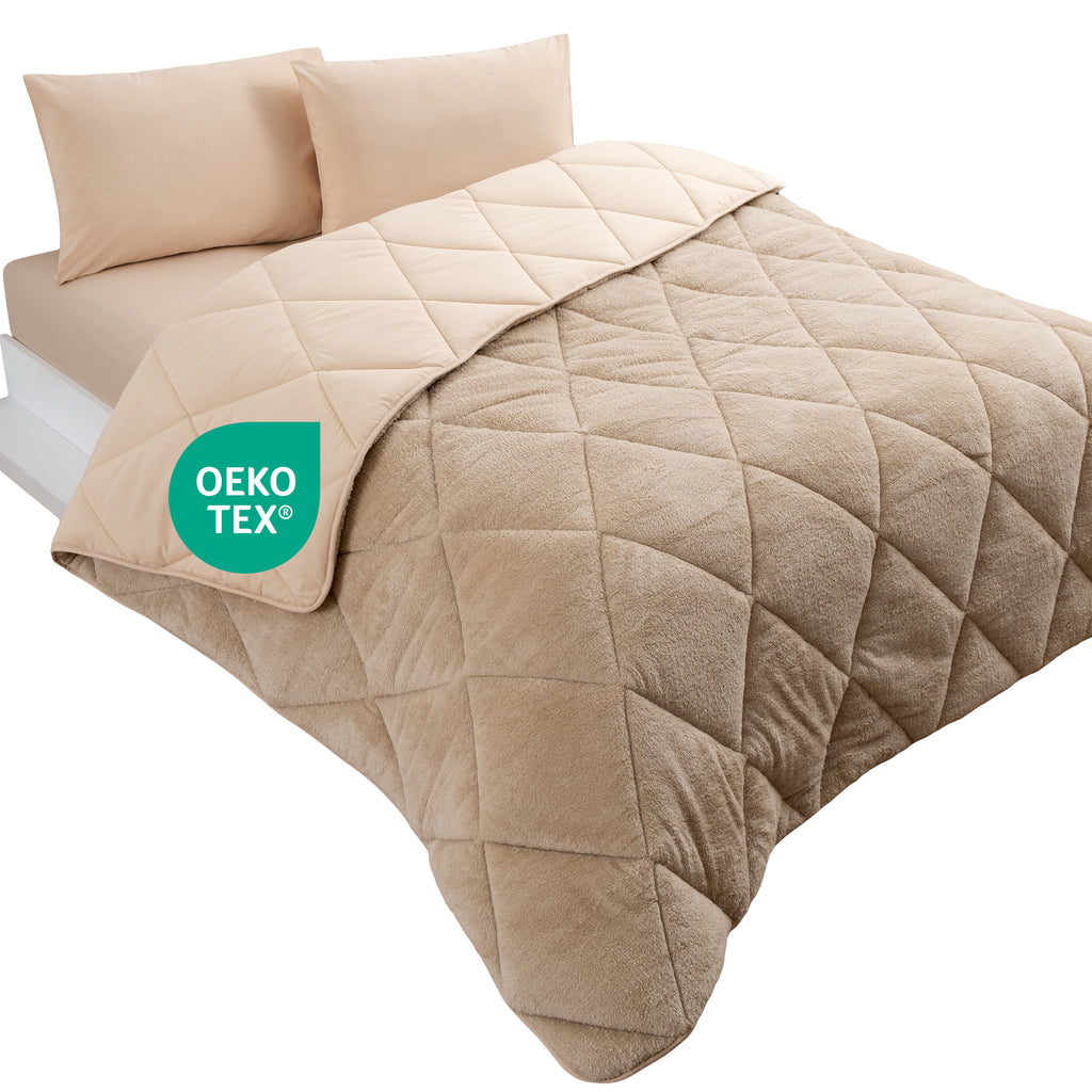Luxuriöse Wellsoft-Steppdecke, doppelseitig, in Beige