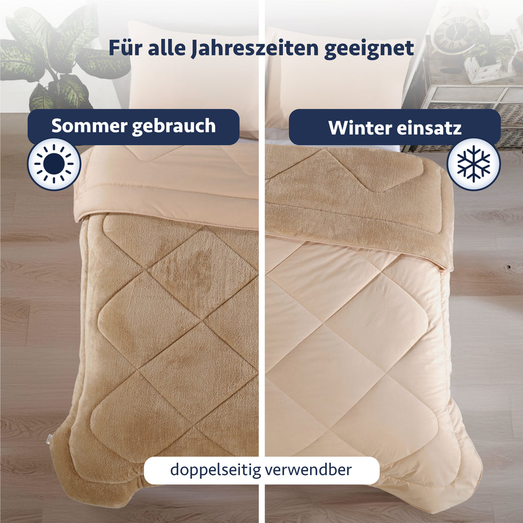 Luxuriöse Wellsoft-Steppdecke, doppelseitig, in Beige