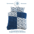 Luxus-Wellsoft-Steppdecken-Set mit Kissenbezug, doppelseitig, in Blau