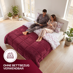 Luxus-Wellsoft-Steppdecken-Set mit Kissenbezug, doppelseitig, in Bordeaux