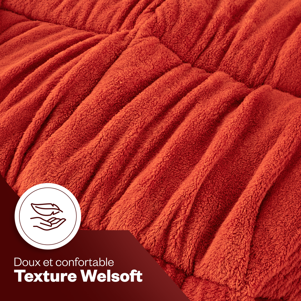 Luxus-Wellsoft-Steppdecken-Set mit Kissenbezug, doppelseitig, in Orange