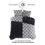 Luxus-Wellsoft-Steppdecken-Set mit Kissenbezug, doppelseitig, in Schwarz