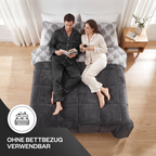 Luxus-Wellsoft-Steppdecken-Set mit Kissenbezug, doppelseitig, in Schwarz
