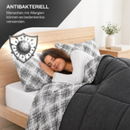 Luxus-Wellsoft-Steppdecken-Set mit Kissenbezug, doppelseitig, in Schwarz