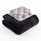 Luxus-Wellsoft-Steppdecken-Set mit Kissenbezug, doppelseitig, in Schwarz