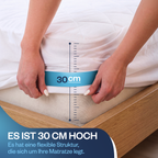 Wasserdichter gesteppter Matratzenschoner aus 100% Baumwolle, atmungsaktiv, Weiß