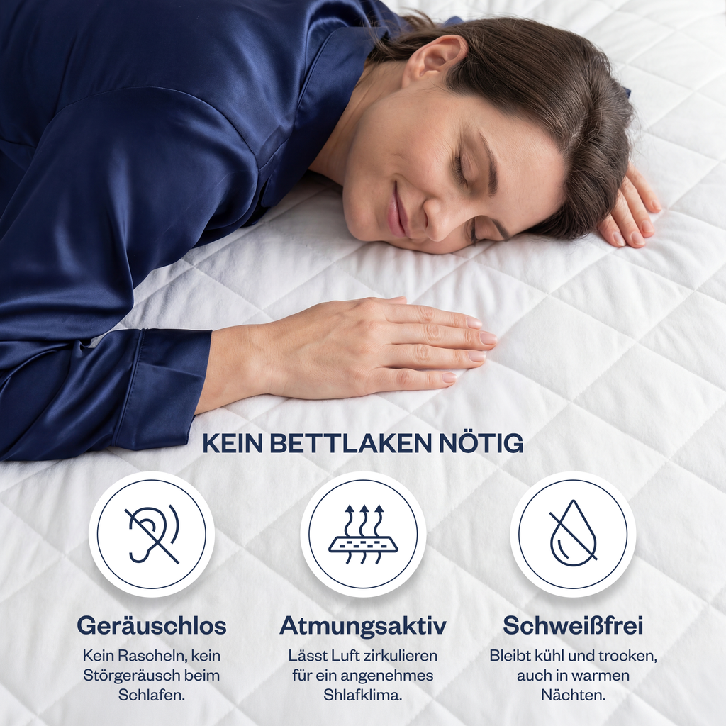 Wasserdichter gesteppter Matratzenschoner aus 100% Baumwolle, atmungsaktiv, Weiß