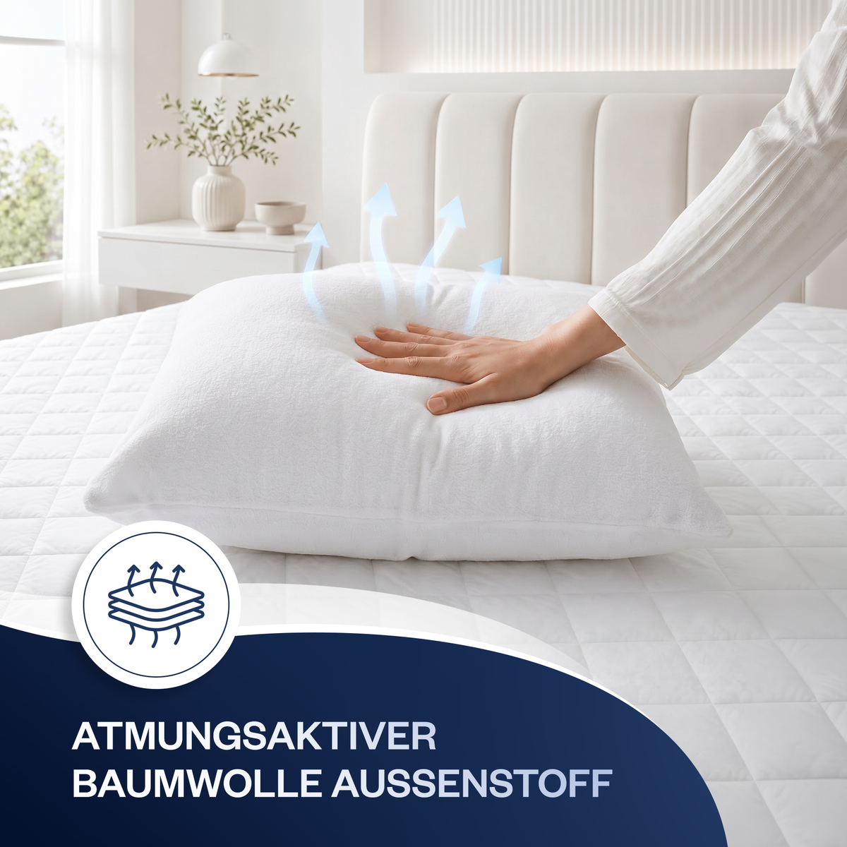 Wasserdichter Kissenschutz aus Baumwolle, mit Reißverschluss, 50x70 cm (2er-Set)