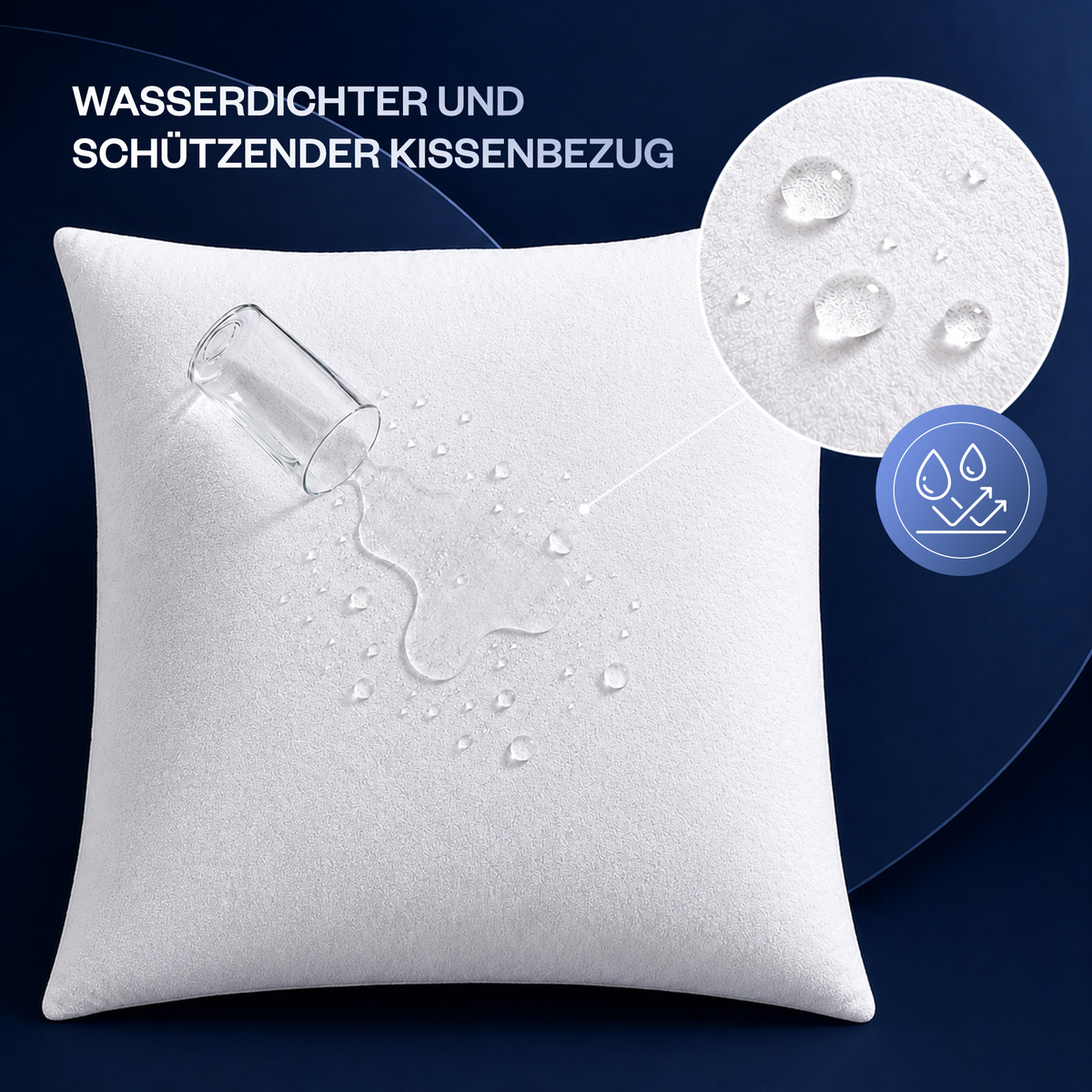 Wasserdichter Kissenschutz aus Baumwolle, mit Reißverschluss, 50x70 cm (2er-Set)