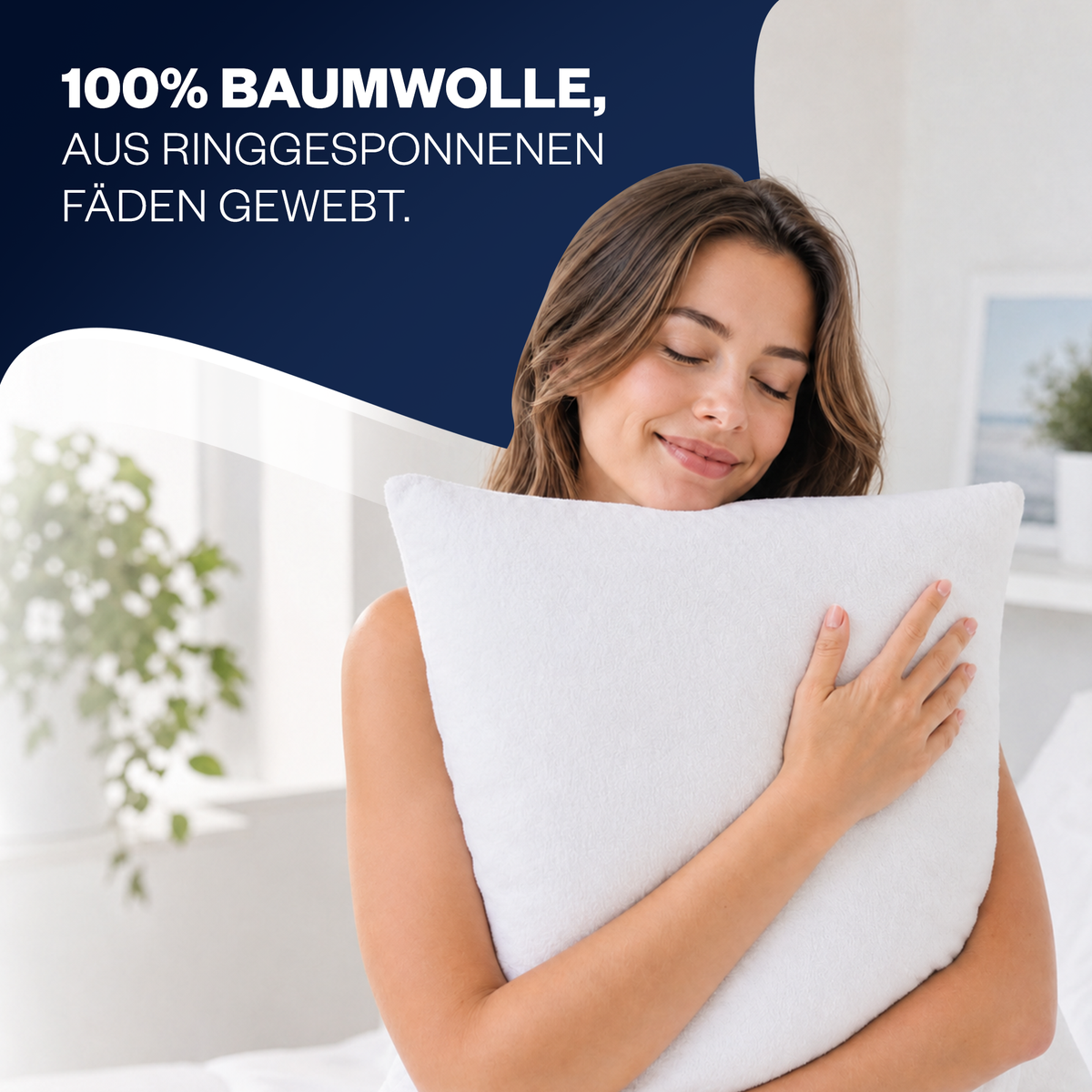 Wasserdichter Kissenschutz aus Baumwolle, mit Reißverschluss, 50x70 cm (2er-Set)