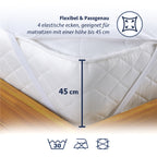 Wasserdichter Matratzenschoner aus 100% Baumwolle mit Eckgummis, Weiß