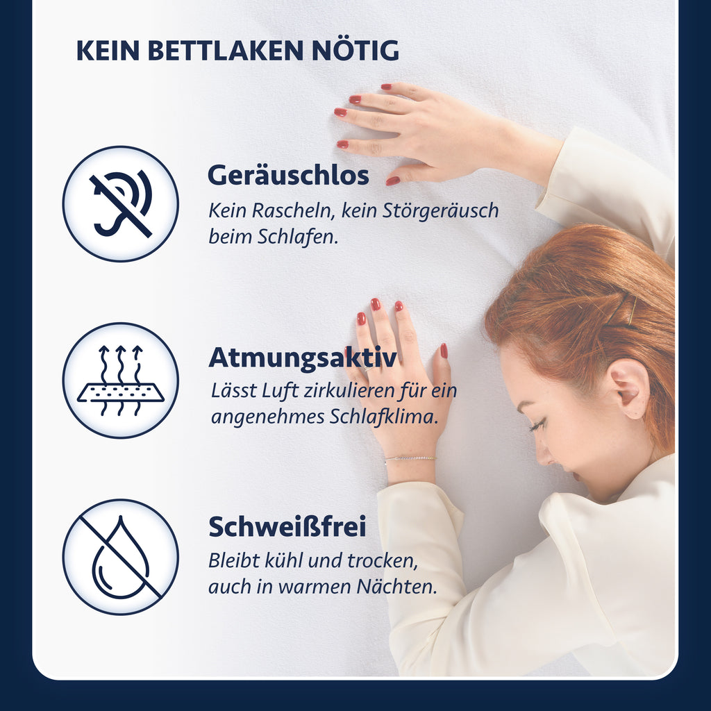 Wasserdichter Matratzenschoner aus 100% Baumwolle mit Eckgummis, Weiß
