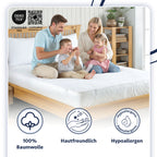 Wasserdichter Matratzenschoner aus 100% Baumwolle mit Eckgummis, Weiß