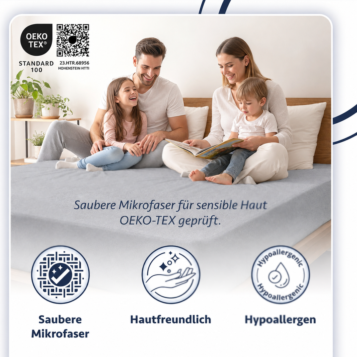 Wasserdichter Mikrofaser-Matratzenschoner, Grau