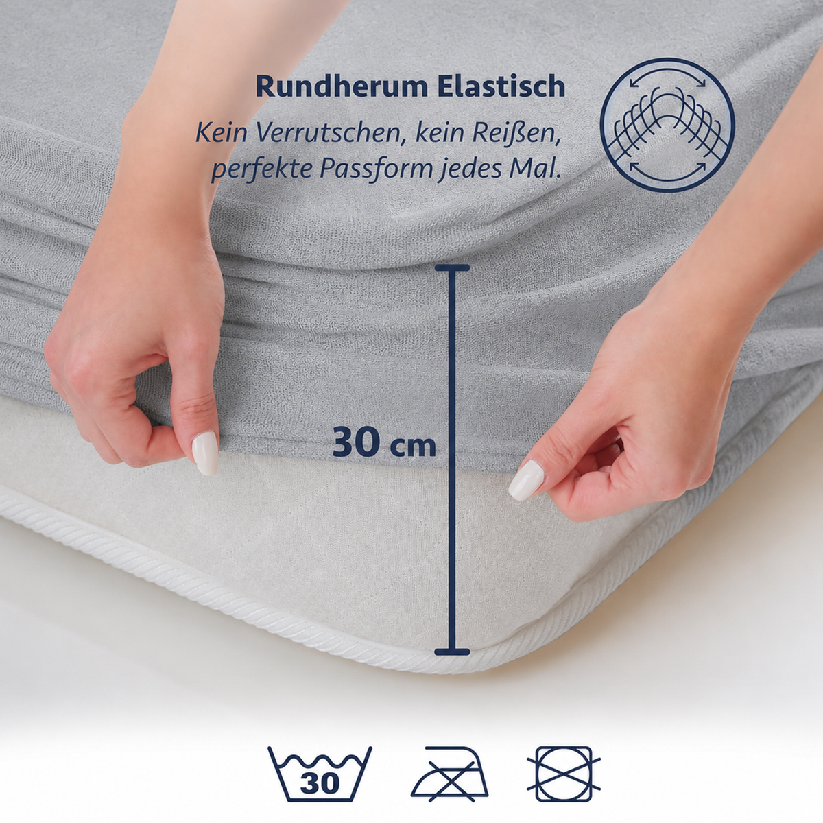 Wasserdichter Mikrofaser-Matratzenschoner, Grau