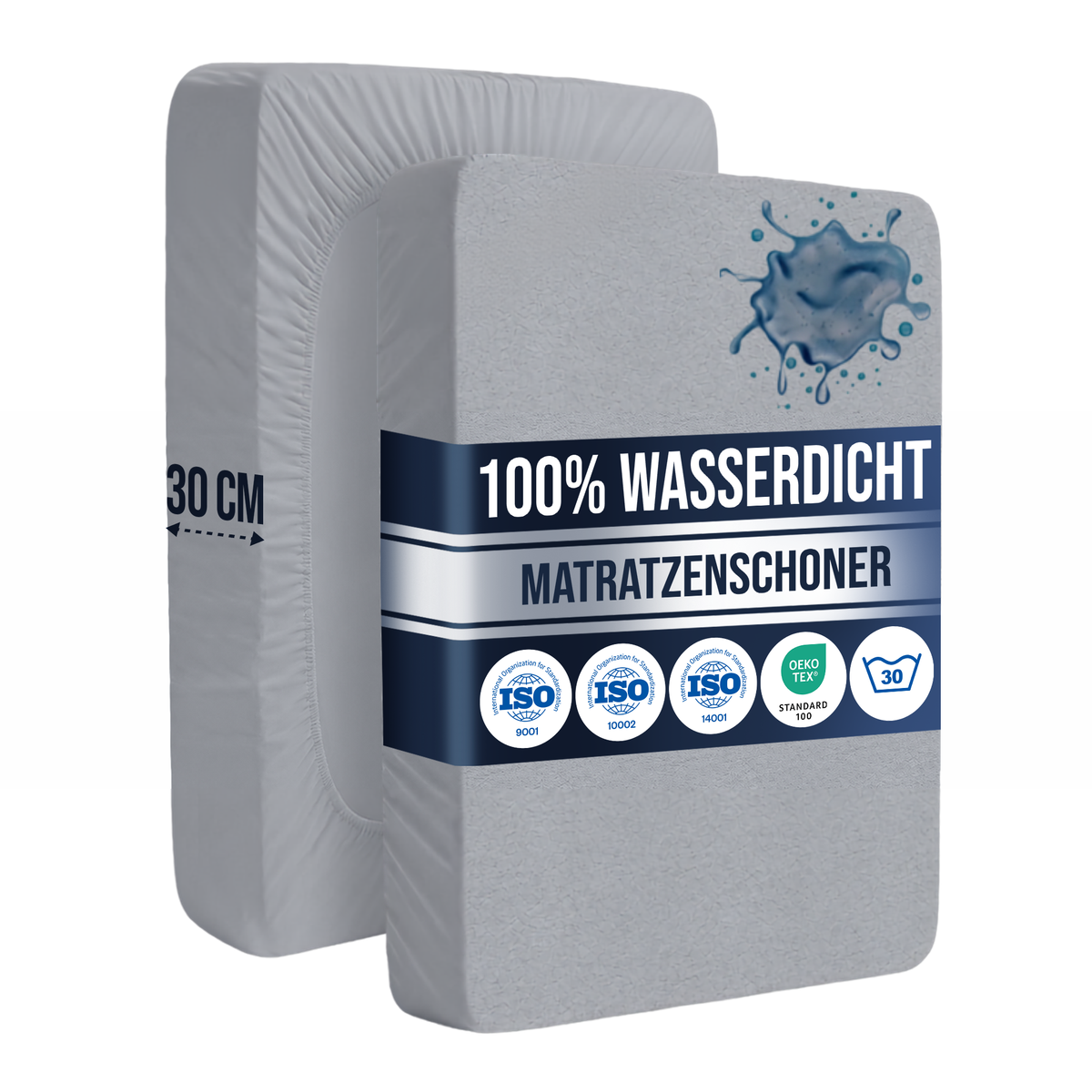 Wasserdichter Mikrofaser-Matratzenschoner, Grau