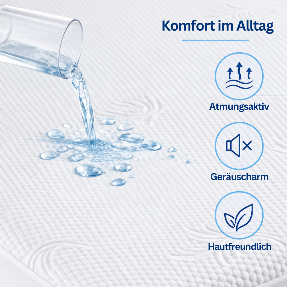 Wasserdichter Mikrofaser-Matratzenschoner mit 3D-Blumenmuster, Weiß